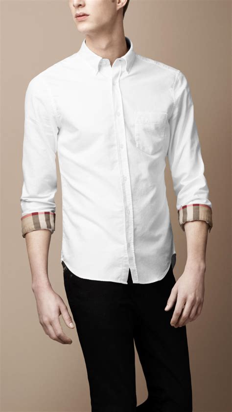 burberry white shirt for men|Burberry white button down shirt.